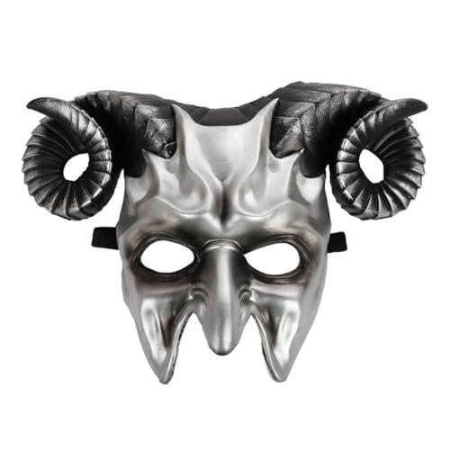 MISUVRSE Lustige Halloween Maske Horror Teufel Maske 3D Ochsenhorn Maske Halloween Dämonen Maske Maskerade Maske Gruselige Teufelsmaske Geschenk Maskerade Maske Für Frauen Männer Paare Maskerade Mit von MISUVRSE