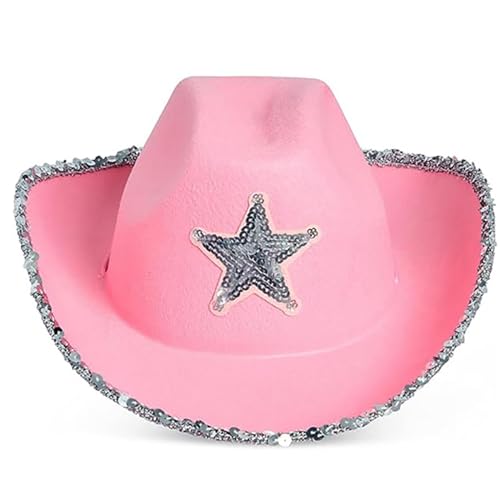 MISUVRSE Lustiger Partyhut, Cowboyhut, Westernhut, Damen, Erwachsene, Cowboyhut, Giltter, Sternmuster, Hut, Kostümzubehör MISUVRSE Lustiger Partyhut, Cowboyhut, Westernhut, Damen, Erwachsene, Cowboyhut, Giltter, Sternmuster, Hut, Kostümzubehör von MISUVRSE