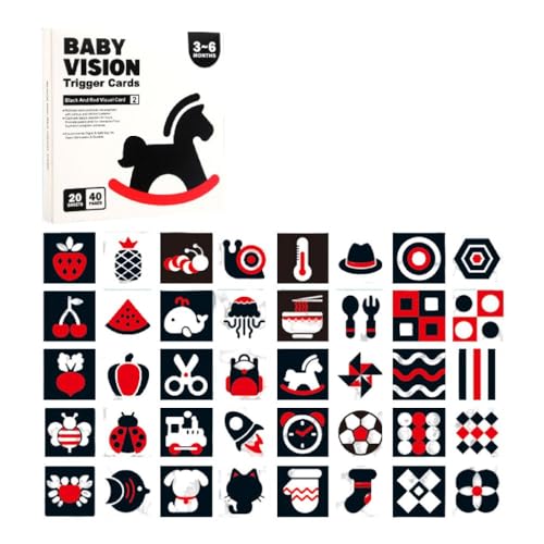 MISUVRSE Schwarz Weiße Karte Für Neugeborene Visuelle Stimulation Kontrastreiche Baby Karteikarte Visuelle Stimulationskarte Für Babys Sensorisches Spielzeug Visuelle Stimulationskarten Für Babys von MISUVRSE