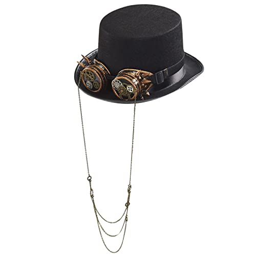 MISUVRSE Steampunk Time Hat Steampunk Top Hüte für Herren mit Brille Steampunk Hut Halloween Party Steampunk Zubehör MISUVRSE Steampunk Time Hat Steampunk Top Hüte für Herren mit Brille Steampunk Hut Halloween Party Steampunk Zubehör von MISUVRSE