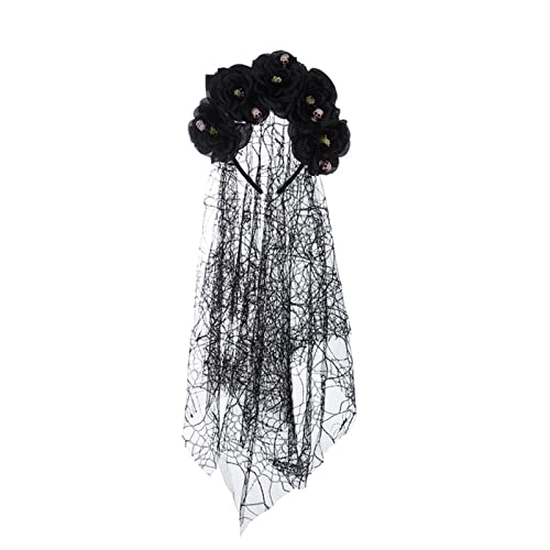 MISUVRSE Totenkopf-Stirnbänder, Halloween, Hexe, Blumenkronen für Damen, Cosplay, Hexe, Spinnennetz, Schleier, Tag der Toten, Stirnband MISUVRSE Totenkopf-Stirnbänder, Halloween, Hexe, Blumenkronen für Damen, Cosplay, Hexe, Spinnennetz, Schleier, Tag der Toten, Stirnband von MISUVRSE