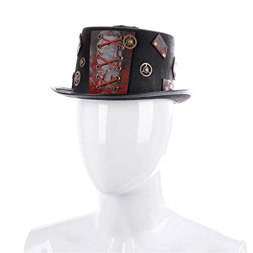 MISUVRSE Uni Steampunk-Hut, Halloween-Kostüm, schwarzer Gothic-Hut mit kleiner Krempe und Ausrüstung, für Männer und Frauen MISUVRSE Uni Steampunk-Hut, Halloween-Kostüm, schwarzer Gothic-Hut mit kleiner Krempe und Ausrüstung, für Männer und Frauen von MISUVRSE