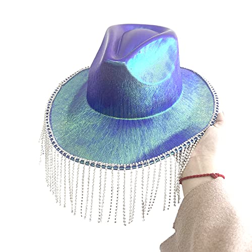 MISUVRSE Weltraum-Cowgirl-Hut, Strass, Fransen, Quaste, Rave-Hüte für Halloween, Verkleidung, Cosplay, Party, Kostümzubehör von MISUVRSE