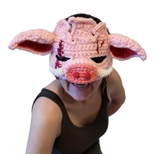 Neuartige 3D Schwein Maske Strickende Sturmhaube Für Halloween Bühnenaufführungen Kopfbedeckung Für Erwachsene Cosplay Kostüm Kopfbedeckung Lustige Schweinekopf Maske Für Partys Und Maskeraden von MISUVRSE