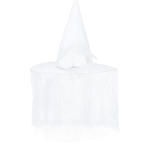 Scary Rose Witch Für Geisterbraut Cosplay Halloween Blumen Themenpartys Dunkelweißer Hexenhut Mit Schleier Rose Halloween Cosplay Kostüm Männer Männer von MISUVRSE