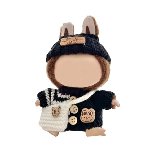 Stilvolles Strickkleidungsset für 17 cm große Puppen mit modischem Pullover, Hut und Tasche, ideal für Sammler und Kinderpuppen von MISUVRSE