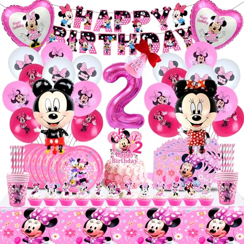 101 Stück Minni Deko 2 Jahre, Partygeschirr Geburtstagsdeko 2 Jahre, Minn 2 Jahre Geburtstag Deko, 2 Jahre Kindergeburtstag Deko Party Supplies, Geburtstagsdeko Supplies für Minni Themenparty von MIUNUO