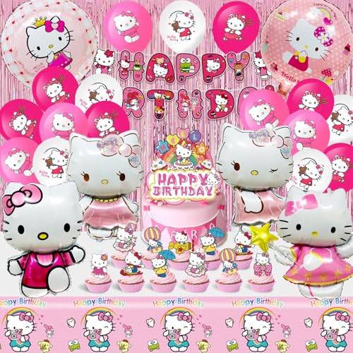 53PCS Kitty Geburtstagsdeko Set - Party Deko Mit Luftballons, Tischdecke und Kuchen Dekoration 53PCS Kitty Geburtstagsdeko Set - Party Deko Mit Luftballons, Tischdecke und Kuchen Dekoration von MIUNUO