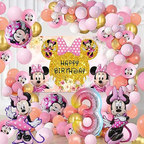 72 Stück Minni 3 Jahre Luftballons, Minni Geburtstagsdeko 3 Jahre, Minni Luftballons Geburtstag 3 Jahre, Minni Party Supplies Dekorationen, Minni Geburtstag 3 Jahre, Minni Birthday Party Supplies von MIUNUO