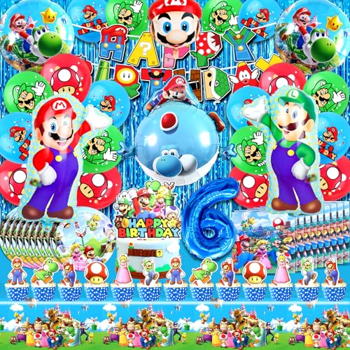 83 Stück Mari 6 Jahre Geburtstagsdeko Luftballons, Super Mari Geburtstag Deko 6 Jahre, Super Mari 6 Jahre Dekoration Geburtstag Mädchen Junge, Super Mari Partygeschirr Thema Dekoration 83 Stück Mari 6 Jahre Geburtstagsdeko Luftballons, Super Mari Geburtstag Deko 6 Jahre, Super Mari 6 Jahre Dekoration Geburtstag Mädchen Junge, Super Mari Partygeschirr Thema Dekoration von MIUNUO