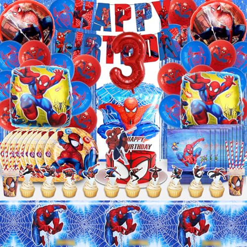 110PCS 3 Jahre Spiderma Geburtstagsdeko Ballons, 3 Jahre Spiderma Partygeschirr Geburtstag, 3 Jahre Spiderma Partygeschirr Kindergeburtstag Junge, Geburtstag Enthäl, Teller, Tasse, Tischdecke 110PCS 3 Jahre Spiderma Geburtstagsdeko Ballons, 3 Jahre Spiderma Partygeschirr Geburtstag, 3 Jahre Spiderma Partygeschirr Kindergeburtstag Junge, Geburtstag Enthäl, Teller, Tasse, Tischdecke von MIUNUO