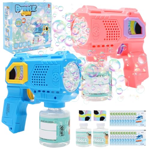 2 Stück Automatische Seifenblasenpistole, mit LED-Licht, Kinder Seifenblasenmaschine mit Seifenblasenlösung, Bubble Gun Machine, Blasenspielzeug Geschenk für Kinder, Geburtstag, Party 2 Stück Automatische Seifenblasenpistole, mit LED-Licht, Kinder Seifenblasenmaschine mit Seifenblasenlösung, Bubble Gun Machine, Blasenspielzeug Geschenk für Kinder, Geburtstag, Party von MIUUIPI