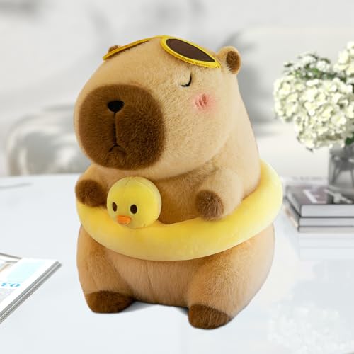 30cm Capybara Kuscheltier, Capybara Plüschtier mit Schwimmring und Sonnenbrille, Niedliche Wasserschwein Kuscheltier, Spielzeug Stofftier, Plüschtier Spielzeug Geschenk für Kinder Mädchen Jungen von MIUUIPI