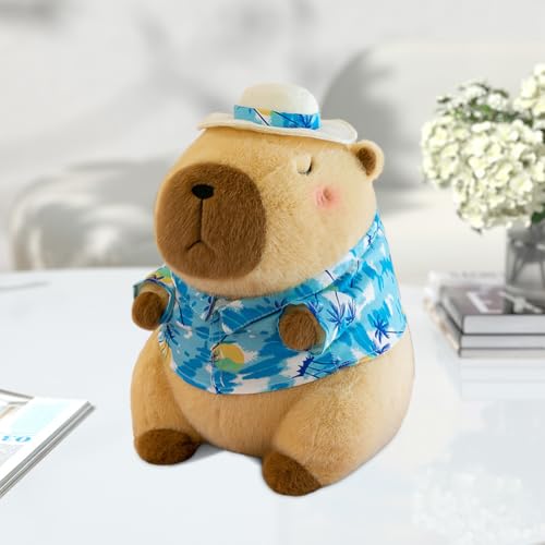 30cm Capybara Kuscheltier, Capybara Plüschtier mit mit Sonnenhut und Blumenhemd, Niedliche Wasserschwein Kuscheltier, Spielzeug Stofftier, Plüschtier Spielzeug Geschenk für Kinder Mädchen Jungen von MIUUIPI