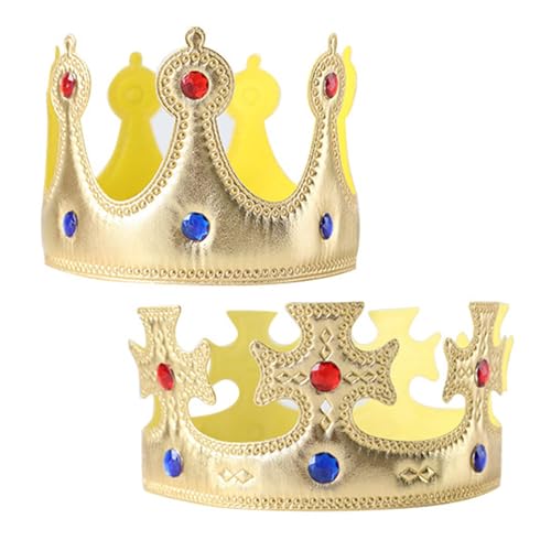 MIVAIUN 2 Stück Königskrone,Krone König,King Crown King Hat,Geburtstag Krone Hut Kinder Erwachsene,Party Zubehor,Geburtstag Königskrone Hüte für Geburtstagsfeier Kostümzubehör Mottoparty (Gold) von MIVAIUN