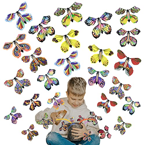 MIVAIUN 30 Stück Fliegende Schmetterlinge,Magische Spielzeug Schmetterlinge Aufziehbares Schmetterlings Magische Schmetterlingsrequisiten für Party Geburtstag Zaubershows (30 Stück) von MIVAIUN