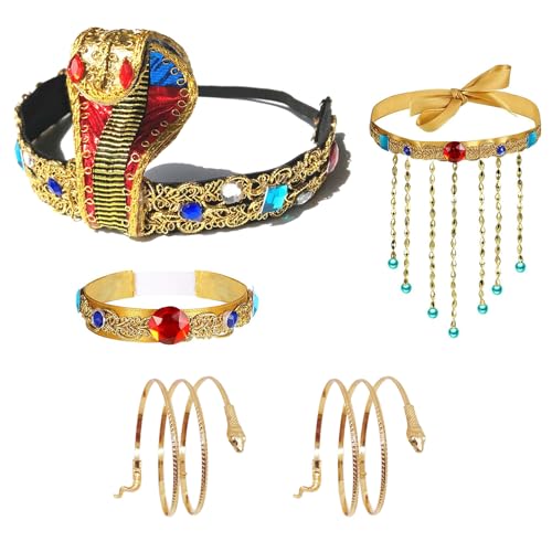 MIVAIUN 5 Stück Ägyptisches Kostüm Zubehör Medusa Schlange Stirnband Wirbel Schlangen Armbänder Schlange Medusa Halloween Haarschmuck für Frauen und Mädchen MIVAIUN 5 Stück Ägyptisches Kostüm Zubehör Medusa Schlange Stirnband Wirbel Schlangen Armbänder Schlange Medusa Halloween Haarschmuck für Frauen und Mädchen von MIVAIUN