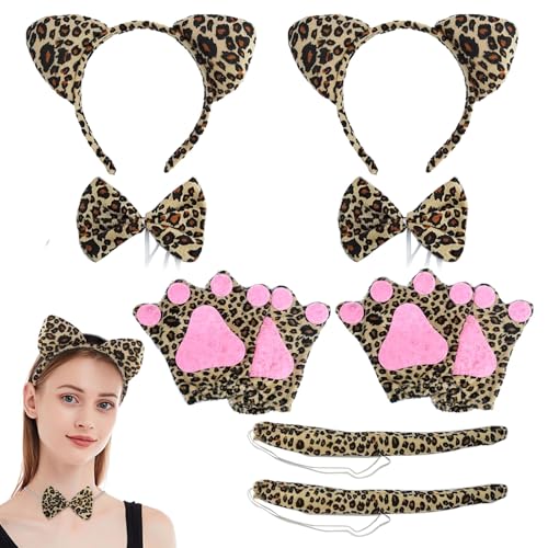 MIVAIUN 8 Stück Leopard Kostüm Set,Leopardenohren und Schwanz Fliege Handschuhe,Leoparden Kostüm Anziehset für Kinder Erwachsene Cosplay Karneval Kindertagsparty Weihnachtsfeier-Kostüm (8 Stück) MIVAIUN 8 Stück Leopard Kostüm Set,Leopardenohren und Schwanz Fliege Handschuhe,Leoparden Kostüm Anziehset für Kinder Erwachsene Cosplay Karneval Kindertagsparty Weihnachtsfeier-Kostüm (8 Stück) von MIVAIUN