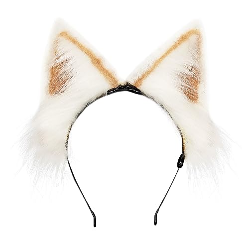 MIVAIUN Handgefertigtes Fell Fuchs Katzenohren Stirnband Fursuit Kopfbedeckung für Erwachsene Kinder Künstliches Tier Stirnband Niedliche Kopfbedeckung für Festival Party Cosplay von MIVAIUN