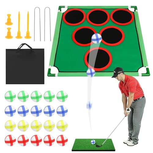 Kampfgolfspiel – Chip-and-Stick-Golfspiel für drinnen und draußen, inklusive 20 Klettverschluss-Golfbälle, Putting-Matte und Tragetasche, Heimgolf-Zielspiele, Hinterhofspiele für junge Erwachsene von MIVOEDIK