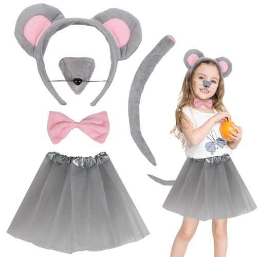 MIVORA 5 Stück Maus Kostüm Set, Tier Kostüm Set, Maus Tutu Rock, Maus Ohren Haarreif Maus Nase Schwanz Fliege für Damen Kinder Party Dekoration Zubehör Halloween Cosplay Karneval Weihnachten MIVORA 5 Stück Maus Kostüm Set, Tier Kostüm Set, Maus Tutu Rock, Maus Ohren Haarreif Maus Nase Schwanz Fliege für Damen Kinder Party Dekoration Zubehör Halloween Cosplay Karneval Weihnachten von MIVORA