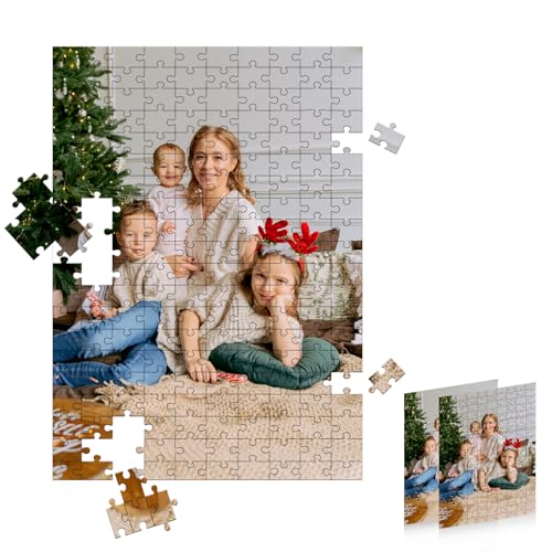 MJARTORIA Personalisiert Puzzle Holz Selbst Gestalten 200 300 500 1000 1500 Teile, Fotopuzzle mit Eigenem Bild Text Namen Geschenk für Erwachsene Jungen Mädchen Kinder von MJARTORIA