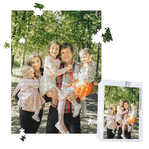 MJARTORIA Personalisiert Puzzle Holz Selbst Gestalten 200 300 500 1000 1500 Teile, Fotopuzzle mit Eigenem Bild Text Namen Geschenk für Erwachsene Jungen Mädchen Kinder von MJARTORIA