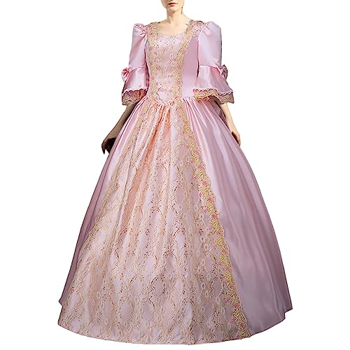 MJGkhiy Mittelalterliches Damenkleid, lang, elegant, viktorianisches Kleid mit Trompetenärmeln, Gothic-Kleidung, Keltische Kleidung, Kostüm, Karneval, Prinzessin, Party, Hexe, Rosa, XXL MJGkhiy Mittelalterliches Damenkleid, lang, elegant, viktorianisches Kleid mit Trompetenärmeln, Gothic-Kleidung, Keltische Kleidung, Kostüm, Karneval, Prinzessin, Party, Hexe, Rosa, XXL von MJGkhiy