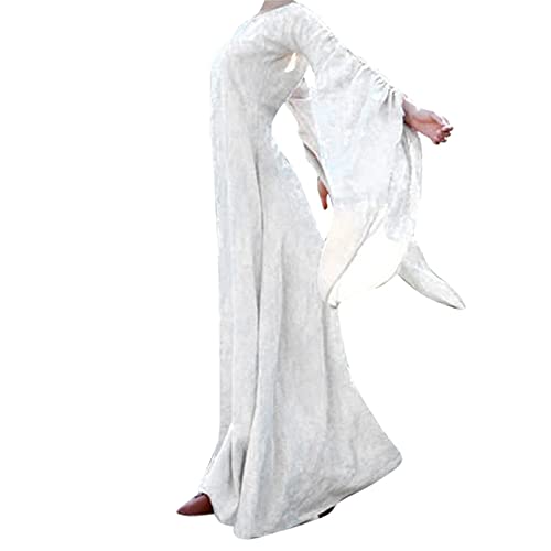 MJGkhiy Mittelalterliches Damenkleid Vintage Hexe Kleider mit Trompetenärmeln Gothic Dress Elfe Party Kleid Kostüme Halloween Viktorianische Renaissance Kleider, Weiß, 54 MJGkhiy Mittelalterliches Damenkleid Vintage Hexe Kleider mit Trompetenärmeln Gothic Dress Elfe Party Kleid Kostüme Halloween Viktorianische Renaissance Kleider, Weiß, 54 von MJGkhiy