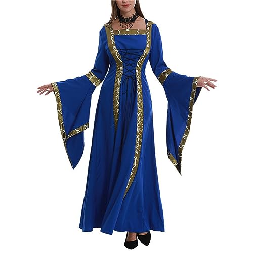 MJGkhiy Mittelalterliches Damenkleid Vintage Prinzessin Kleid mit Trompetenärmeln Steampunk Viktorianische Keltische Kleidung Kostüm Karneval Elfe Kleider Renaissance Hexe, blau, 54 MJGkhiy Mittelalterliches Damenkleid Vintage Prinzessin Kleid mit Trompetenärmeln Steampunk Viktorianische Keltische Kleidung Kostüm Karneval Elfe Kleider Renaissance Hexe, blau, 54 von MJGkhiy