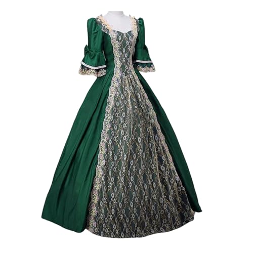 MJGkhiy Mittelalterliches Kleid Damen Edle Vintage Kleid Karneval Steampunk Renaissance Gothic Kostüm Prinzessin Halloween Viktorianisches Kleid Lange Party Kleidung Cosplay Viking Abend von MJGkhiy