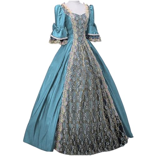 MJGkhiy Mittelalterliches Kleid Damen Edle Vintage Kostüm Prinzessin Gothic Kleid Karneval Halloween Renaissance Kleid Steampunk Kleidung Cosplay Viking Party Viktorianisches Kleid Lange Zeremonie von MJGkhiy