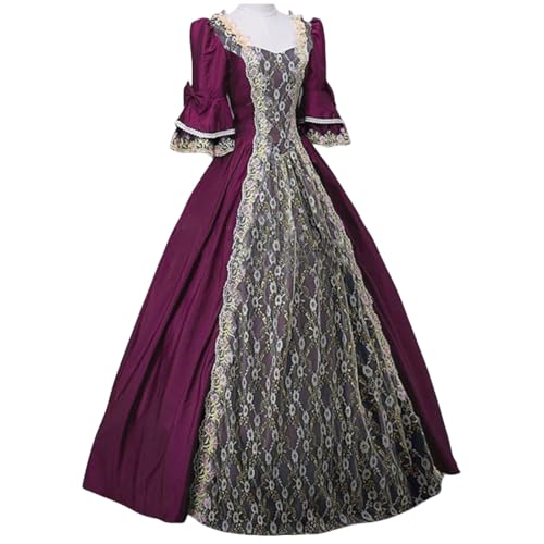 MJGkhiy Mittelalterliches Kleid Damen Edle Vintage Kostüm Prinzessin Steampunk Kleidung Cosplay Viking Halloween Viktorianisches Kleid Lang Gothic Kleid Karneval Zeremonie Kleid Renaissance Party von MJGkhiy
