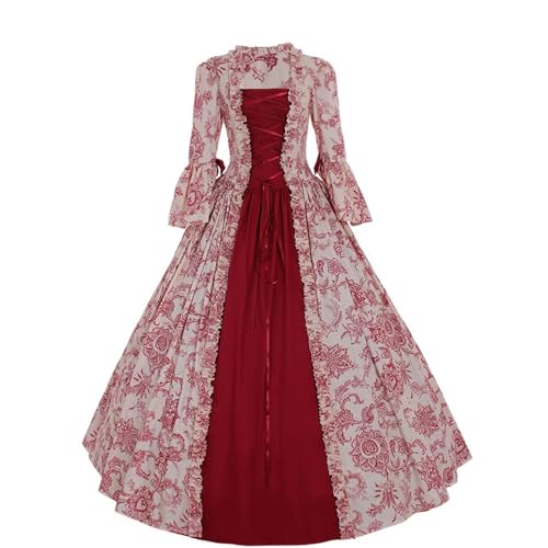 MJGkhiy Mittelalterliches Kleid Damen Edle elegante Kleidung Cosplay Viking Gothic Kleid Viktorianisches langes Steampunk Kleid Karneval Halloween Kostüm Prinzessin Zeremonie Kleid Renaissance Abend von MJGkhiy
