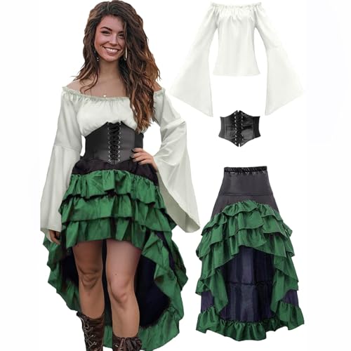 MJGkhiy Mittelalterliches Kleid Damen Krieger Curvy Kleidung Cosplay Viking Gothic Kleid Renaissance Halloween Kostüm Prinzessin Steampunk Viktorianisches Kleid Lang Abend Kleid Karneval Party MJGkhiy Mittelalterliches Kleid Damen Krieger Curvy Kleidung Cosplay Viking Gothic Kleid Renaissance Halloween Kostüm Prinzessin Steampunk Viktorianisches Kleid Lang Abend Kleid Karneval Party von MJGkhiy