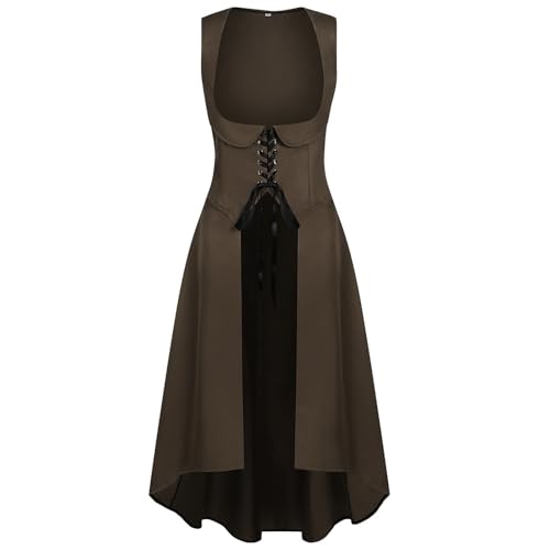 MJGkhiy Mittelalterliches Kleid Damen Krieger Vintage Kleid Karneval Gothic Renaissance Halloween Kleidung Cosplay Viking Steampunk Viktorianisches Kleid Lang Abend Kostüm Prinzessin Zeremonie von MJGkhiy