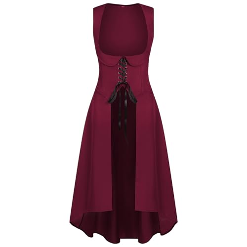 MJGkhiy Mittelalterliches Kleid Damen Krieger Vintage Kleid Karneval Gothic Renaissance Halloween Kleidung Cosplay Viking Steampunk Viktorianisches Kleid Lang Abend Kostüm Prinzessin Zeremonie von MJGkhiy