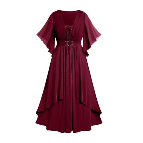 MJGkhiy Mittelalterliches Kleid Damen Krieger Vintage Viktorianisches Kleid Lang Gothic Kleid Karneval Halloween Kleidung Cosplay Viking Steampunk Kostüm Prinzessin Zeremonie Kleid Renaissance Abend von MJGkhiy