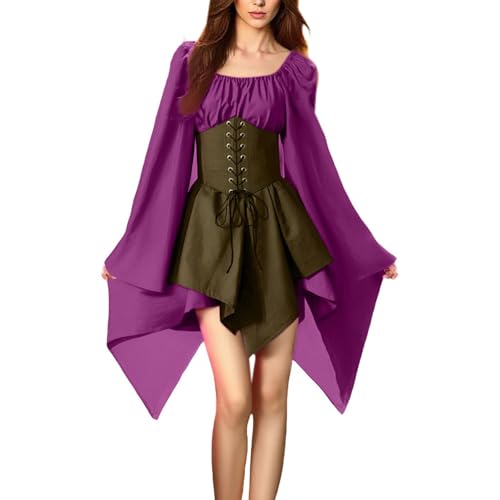MJGkhiy Mittelalterliches Kleid Damen Volk Curvy Kleidung Cosplay Viking Halloween Renaissance Kleid Steampunk Kostüm Prinzessin Gothic Viktorianisches Kleid Kurze Zeremonie Kleid Karneval Party von MJGkhiy