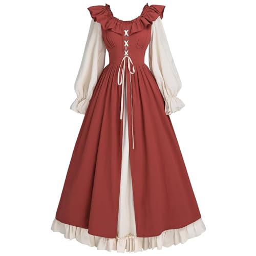 MJGkhiy Mittelalterliches Kleid Damen Volk Vintage Viktorianisches Kleid Lang Gothic Kleidung Cosplay Viking Halloween Renaissance Kleid Steampunk Kleid Karneval Party Kostüm Prinzessin Zeremonie von MJGkhiy