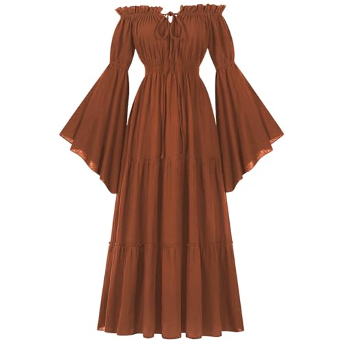 MJGkhiy Mittelalterliches Kleid Damen edel Curvy Kleidung Cosplay Viking Gothic Kostüm Prinzessin Steampunk Kleid Karneval Halloween Viktorianisches Kleid Lange Zeremonie Kleid Renaissance Abend von MJGkhiy