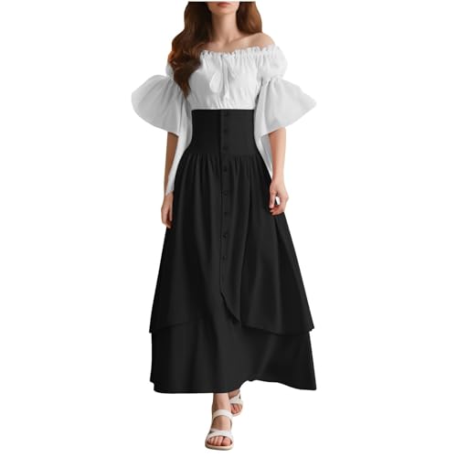 MJGkhiy Mittelalterliches Kleid für Damen, Volk, elegantes Renaissance-Kleid, Gothic-Kleid, viktorianisches Kleid, Steampunk, Prinzessinnenkostüm, Halloween, Karneval, Party, Cosplay, Viking von MJGkhiy