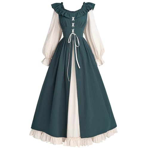 MJGkhiy Mittelalterliches Kleid für Damen, Volk, elegantes Renaissance-Kleid, Steampunk, viktorianisches Kleid, lang, Gothic-Kleid, Cosplay, Viking, Halloween, Prinzessinnenkostüm, Party, Karneval von MJGkhiy