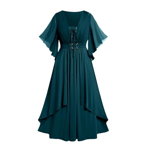 MJGkhiy Mittelalterliches Kleid für Damen, Volkskurvy, Cosplay-Kleid, Viking Steampunk, viktorianisches Kleid, lang, Gothic-Kleid, Karneval, Halloween, Renaissance-Kleid, Abendkleid von MJGkhiy