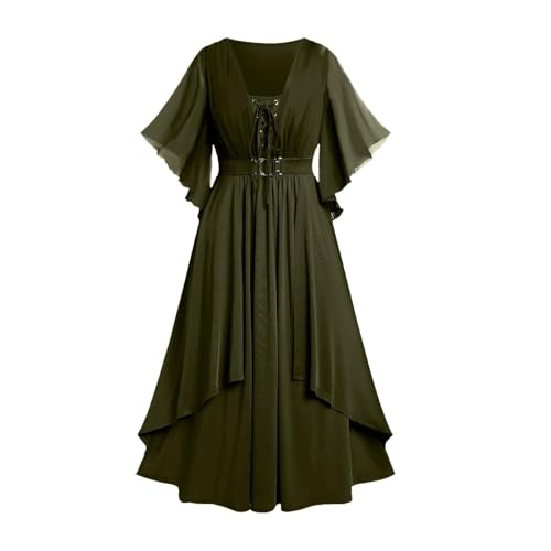 MJGkhiy Mittelalterliches Kleid für Damen, Volkskurvy, Cosplay-Kleid, Viking Steampunk, viktorianisches Kleid, lang, Gothic-Kleid, Karneval, Halloween, Renaissance-Kleid, Abendkleid von MJGkhiy