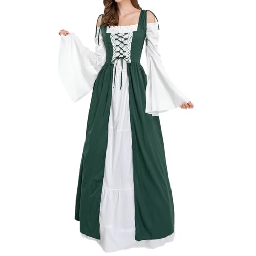 MJGkhiy Mittelalterliches Kleid für Damen, Volkskurvy, viktorianisches Kleid, lang, Gothic, Cosplay-Kleid, Viking Steampunk, Renaissance-Kleid, Halloween, Karneval, Abend, Kostüm, Prinzessin, Party von MJGkhiy