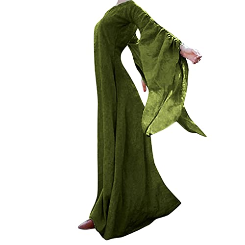 MJGkhiy Mittelalterliches langes Kleid für Damen, Herbst, viktorianisches Kleid mit ausgestellten Ärmeln, Kostüm für Erwachsene, Cocktail, Retro, Mittelalterliches Cosplay-Kleid, Steampunk, von MJGkhiy