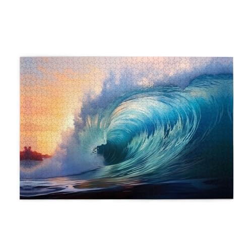 Jigsaw Puzzles1000 Piece Mjhkxlj Blue Ocean Wave Picture Quality Wooden Puzzle for Adults and Kids, Fun Puzzles, Stress Relieving Puzzles von MJHKXLJ
