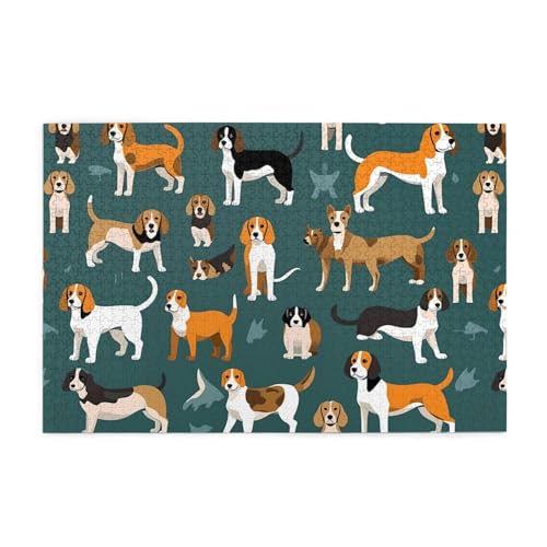 Jigsaw Puzzles1000 Teile Mjhkxlj Beagle Patterns Picture Quality Wooden Puzzle for Adults and Kids, Fun Puzzles, Stress Relieving Puzzles von MJHKXLJ