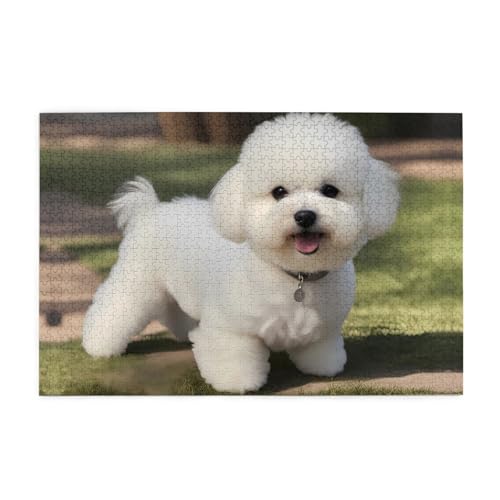 Jigsaw Puzzles1000 Teile Mjhkxlj Bichon Frisé Hund Bildqualität Holzpuzzle für Erwachsene und Kinder, lustige Puzzles, Stressabbau Puzzles von MJHKXLJ